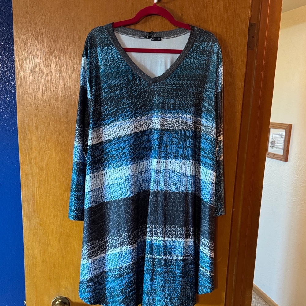 Lily Black and Blue Striped Top